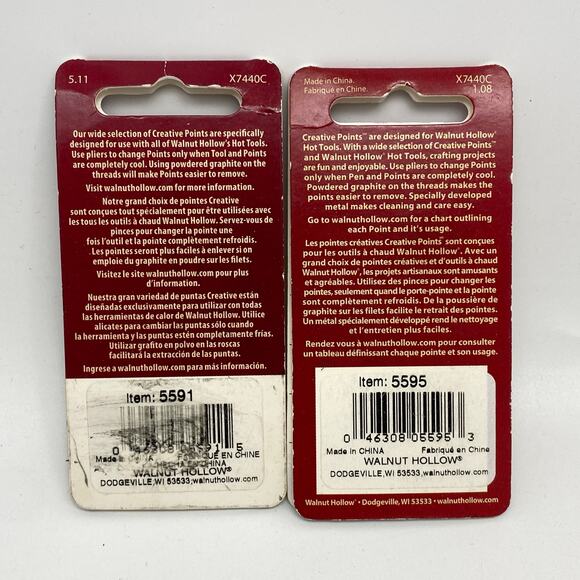 Lot of 2 Walnut Hollow Creative Points Wood Burning Tips 5591 Point 5595 Texture - Picture 2 of 8